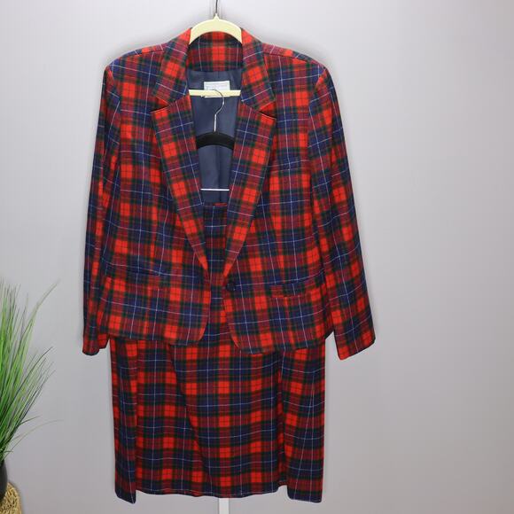 Pendleton Wool Plaid Blazer & Skirt Set Manson Tartan Women’s 14 - Picture 1 of 5